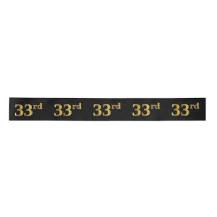 Faux/Imitation Gold "33rd" Event Number (Black) Satin Ribbon