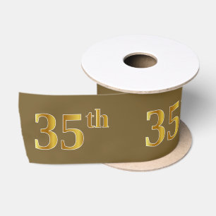 Faux/Imitation Gold "35th" Event Number (Brown) Satin Ribbon