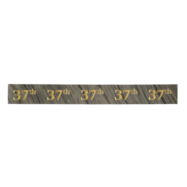 Faux/Imitation Gold "37th" Event Number (Rustic) Satin Ribbon (Front)