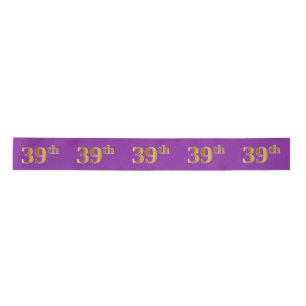 Faux/Imitation Gold "39th" Event Number (Purple) Satin Ribbon