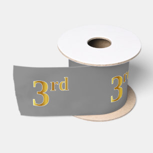 Faux/Imitation Gold "3rd" Event Number (Grey) Satin Ribbon