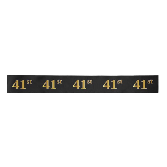 Faux/Imitation Gold "41st" Event Number (Black) Satin Ribbon (Front)