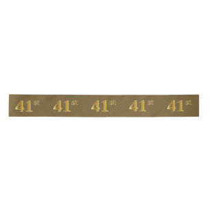 Faux/Imitation Gold "41st" Event Number (Brown) Satin Ribbon