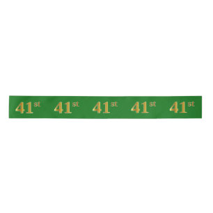 Faux/Imitation Gold "41st" Event Number (Green) Satin Ribbon