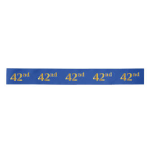 Faux/Imitation Gold "42nd" Event Number (Blue) Satin Ribbon