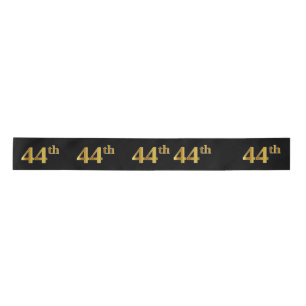 Faux/Imitation Gold "44th" Event Number (Black) Satin Ribbon