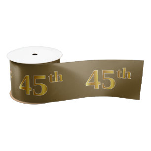 Faux/Imitation Gold "45th" Event Number (Brown) Satin Ribbon