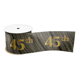 Faux/Imitation Gold "45th" Event Number (Rustic) Satin Ribbon