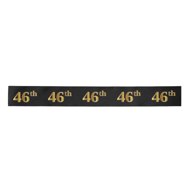 Faux/Imitation Gold "46th" Event Number (Black) Satin Ribbon (Front)
