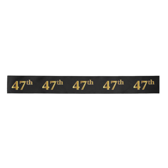 Faux/Imitation Gold "47th" Event Number (Black) Satin Ribbon (Front)