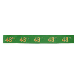 Faux/Imitation Gold "48th" Event Number (Green) Satin Ribbon