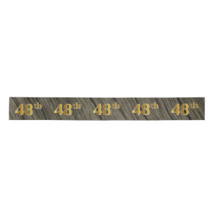 Faux/Imitation Gold "48th" Event Number (Rustic) Satin Ribbon