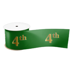Faux/Imitation Gold "4th" Event Number (Green) Satin Ribbon