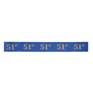 Faux/Imitation Gold "51st" Event Number (Blue) Satin Ribbon