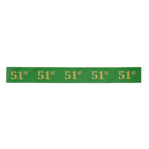 Faux/Imitation Gold "51st" Event Number (Green) Satin Ribbon