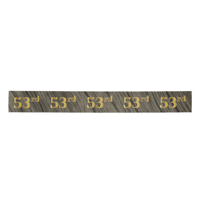 Faux/Imitation Gold "53rd" Event Number (Rustic) Satin Ribbon (Front)