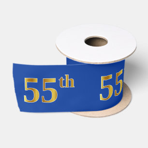 Faux/Imitation Gold "55th" Event Number (Blue) Satin Ribbon