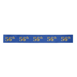 Faux/Imitation Gold "56th" Event Number (Blue) Satin Ribbon