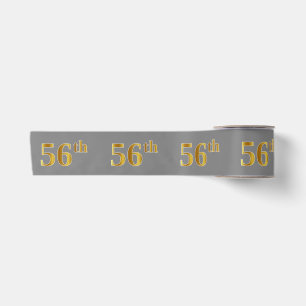 Faux/Imitation Gold "56th" Event Number (Grey) Satin Ribbon