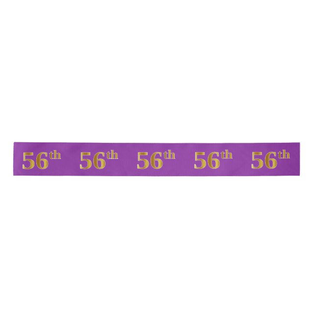 Faux/Imitation Gold "56th" Event Number (Purple) Satin Ribbon (Front)