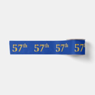 Faux/Imitation Gold "57th" Event Number (Blue) Satin Ribbon