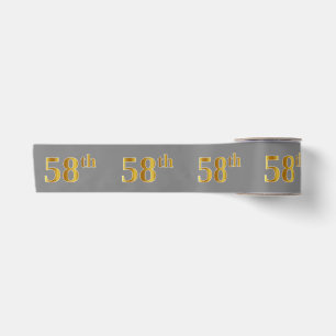 Faux/Imitation Gold "58th" Event Number (Grey) Satin Ribbon