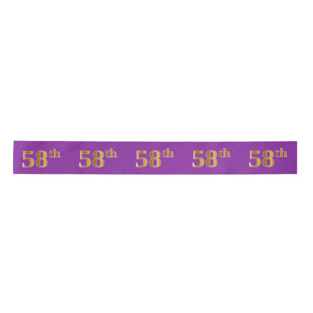 Faux/Imitation Gold "58th" Event Number (Purple) Satin Ribbon (Front)