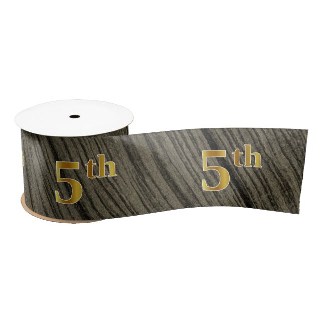 Faux/Imitation Gold "5th" Event Number (Rustic) Satin Ribbon (Spool)
