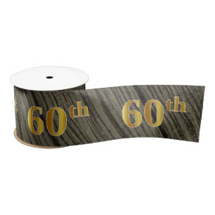 Faux/Imitation Gold "60th" Event Number (Rustic) Satin Ribbon