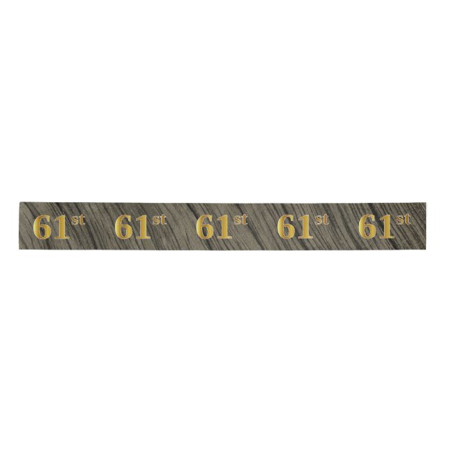 Faux/Imitation Gold "61st" Event Number (Rustic) Satin Ribbon (Front)