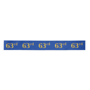 Faux/Imitation Gold "63rd" Event Number (Blue) Satin Ribbon