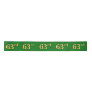 Faux/Imitation Gold "63rd" Event Number (Green) Satin Ribbon