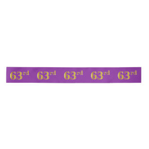 Faux/Imitation Gold "63rd" Event Number (Purple) Satin Ribbon