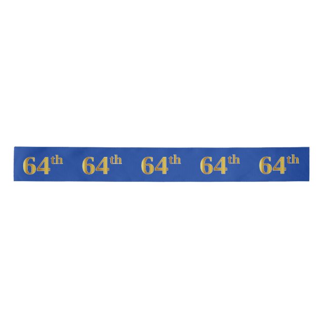 Faux/Imitation Gold "64th" Event Number (Blue) Satin Ribbon (Front)