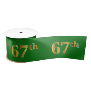 Faux/Imitation Gold "67th" Event Number (Green) Satin Ribbon