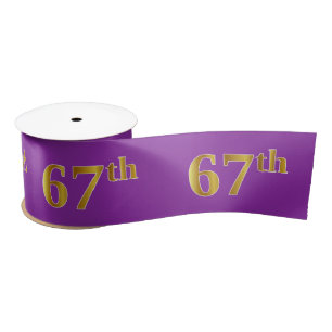 Faux/Imitation Gold "67th" Event Number (Purple) Satin Ribbon