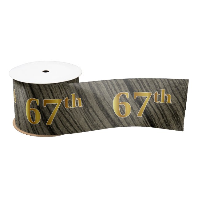 Faux/Imitation Gold "67th" Event Number (Rustic) Satin Ribbon (Spool)