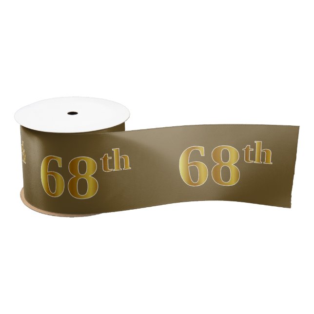 Faux/Imitation Gold "68th" Event Number (Brown) Satin Ribbon (Spool)
