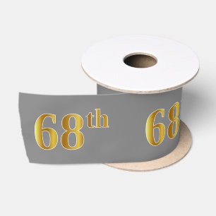 Faux/Imitation Gold "68th" Event Number (Grey) Satin Ribbon