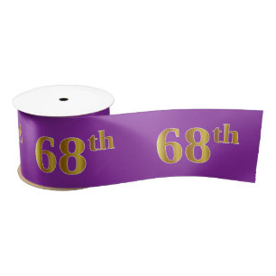 Faux/Imitation Gold "68th" Event Number (Purple) Satin Ribbon