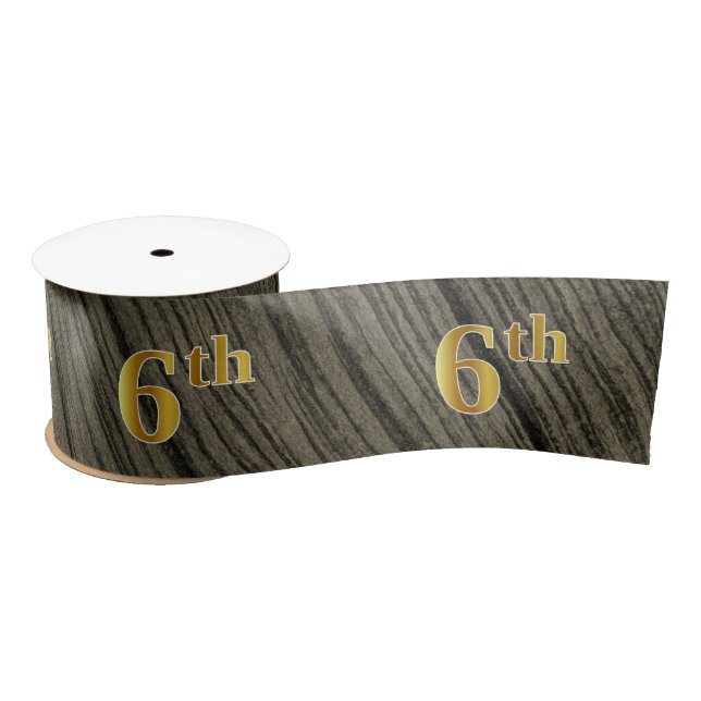 Faux/Imitation Gold "6th" Event Number (Rustic) Satin Ribbon (Spool)