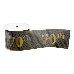 Faux/Imitation Gold "70th" Event Number (Rustic) Satin Ribbon