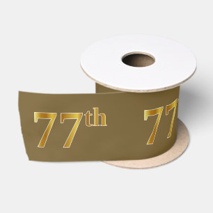Faux/Imitation Gold "77th" Event Number (Brown) Satin Ribbon