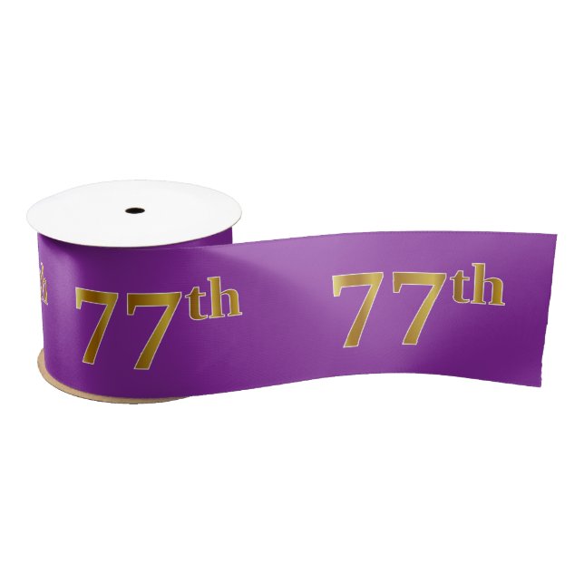 Faux/Imitation Gold "77th" Event Number (Purple) Satin Ribbon (Spool)