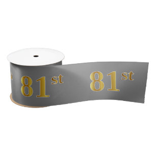 Faux/Imitation Gold "81st" Event Number (Grey) Satin Ribbon