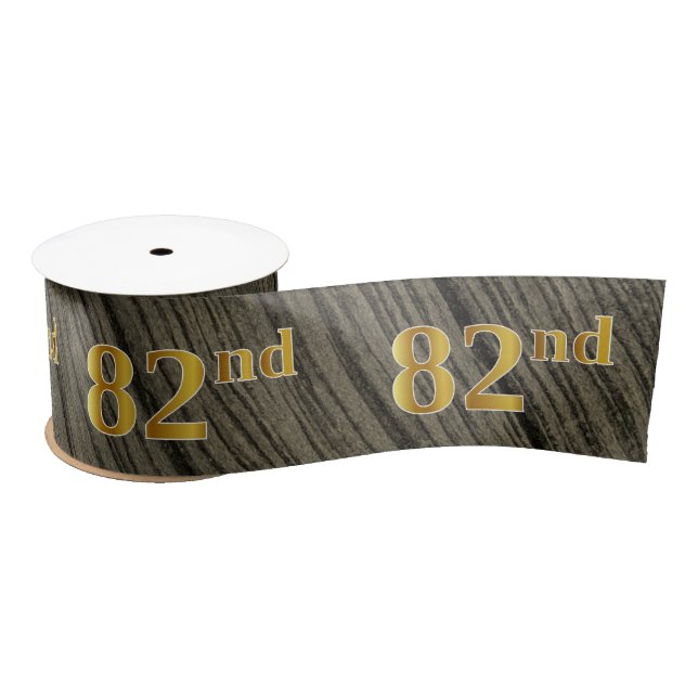 Faux/Imitation Gold "82nd" Event Number (Rustic) Satin Ribbon (Spool)