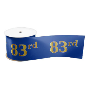 Faux/Imitation Gold "83rd" Event Number (Blue) Satin Ribbon
