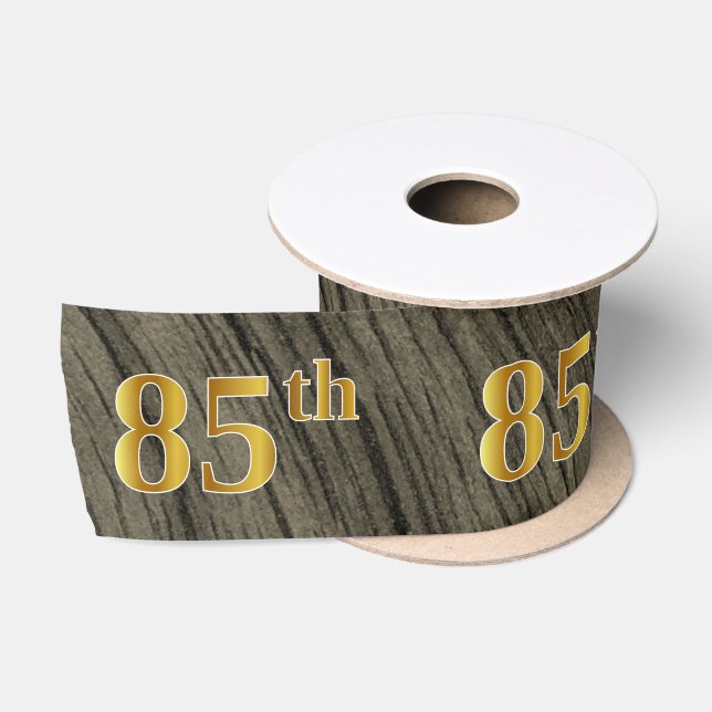 Faux/Imitation Gold "85th" Event Number (Rustic) Satin Ribbon (Spool)