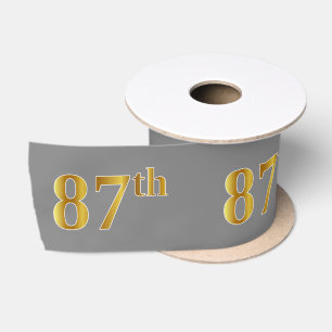 Faux/Imitation Gold "87th" Event Number (Grey) Satin Ribbon