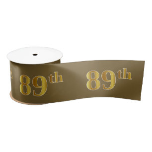 Faux/Imitation Gold "89th" Event Number (Brown) Satin Ribbon
